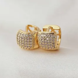 Brinco Argola microzirconia cravejada banhada a ouro