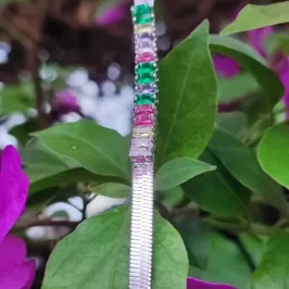 PULSEIRA CHATADA DE 4MM + ZIRCÔNIAS COLORIDAS BP