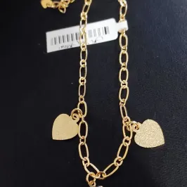 PULSEIRA ELO 1X1 PINGENTE CORAÇÃO DIAMANTADO BD