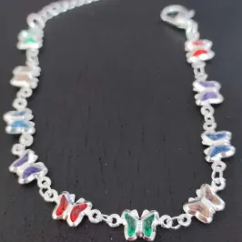 PULSEIRA PINGENTES BORBOLETAS EM ZIRCONIAS COLORIDAS BP