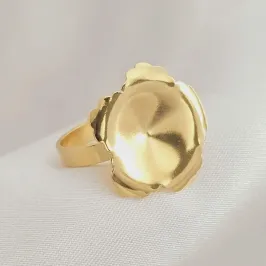 Anel de flor organica, banhada a ouro