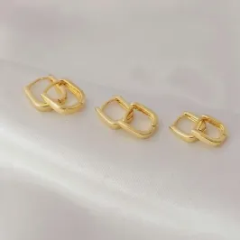 Trio de Argolas lisas, banhado a ouro, 1,3 - 1,0 -0,9cm