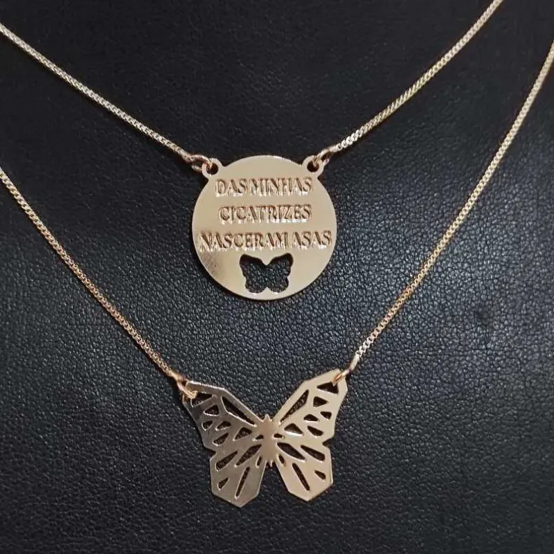 ESCAPULÁRIO VENEZIANA BORBOLETA + FRASE BD