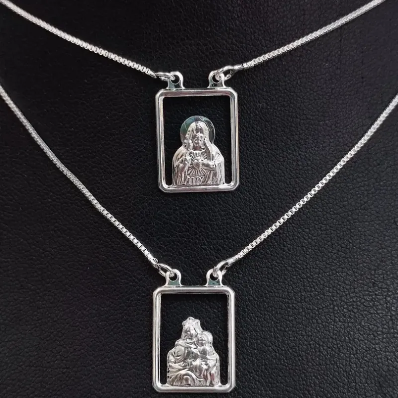 ESCAPULÁRIO VENEZIANA PLACA JESUS / AVE MARIA 13X16mm BP
