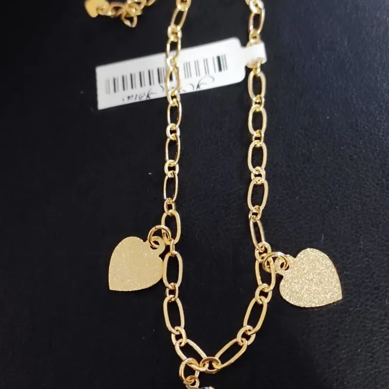 PULSEIRA ELO 1X1 PINGENTE CORAÇÃO DIAMANTADO BD