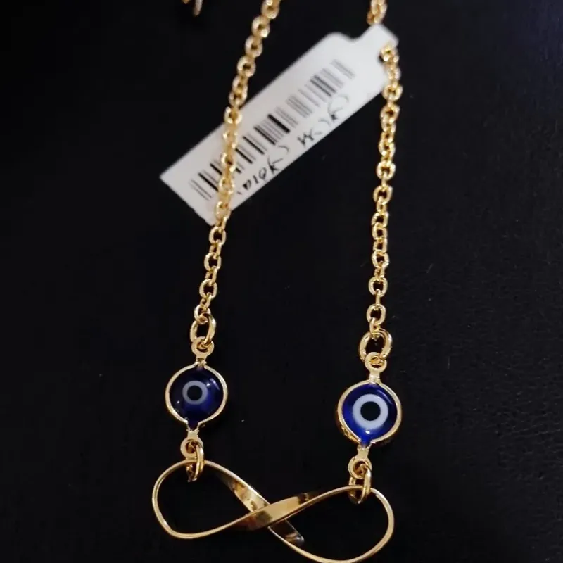 PULSEIRA ELO PORTUGUÊS PINGENTE OLHO GREGO + INFINITO BD