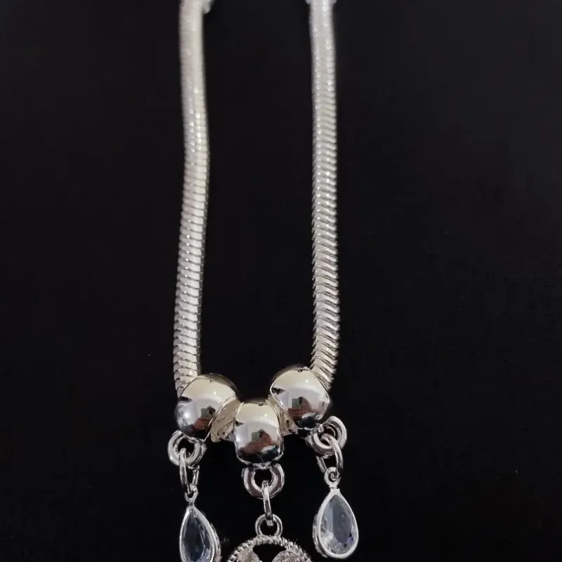 PULSEIRA RABO DE RATO DE 3mm + PINGENTES CORAÇÃO BP