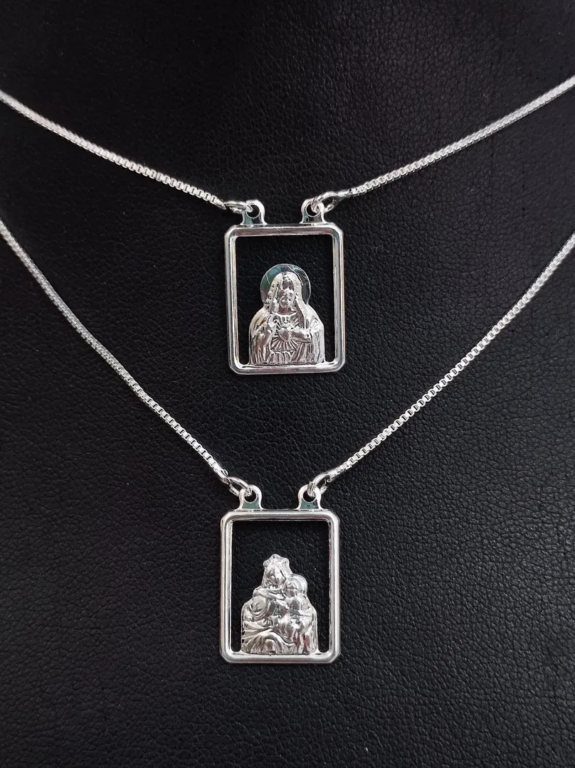 ESCAPULÁRIO VENEZIANA PLACA JESUS / AVE MARIA 13X16mm BP