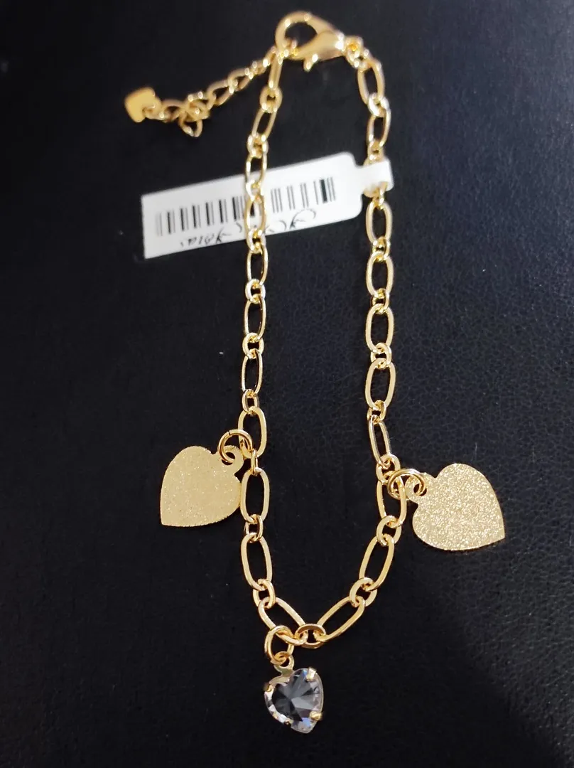 PULSEIRA ELO 1X1 PINGENTE CORAÇÃO DIAMANTADO BD