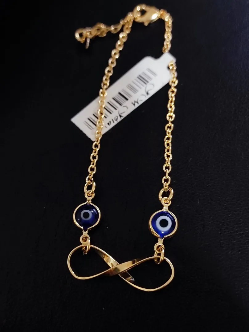 PULSEIRA ELO PORTUGUÊS PINGENTE OLHO GREGO + INFINITO BD